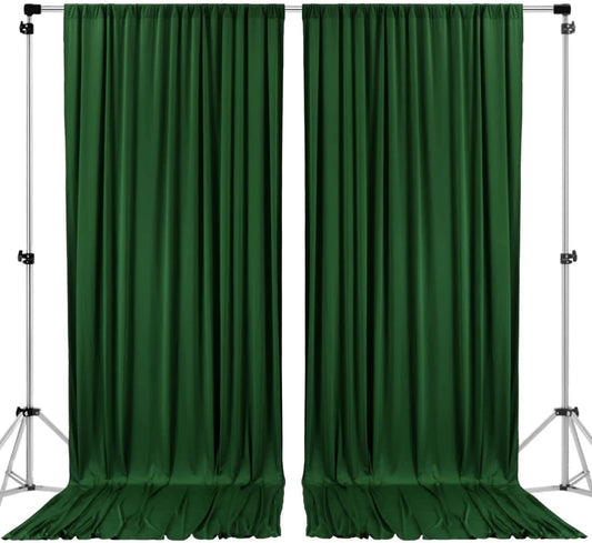 Polyester Backdrop Drapes Curtains 2 Panels with Rod Pockets - Wedding Ceremony Party Home Window Decorations - Hunter