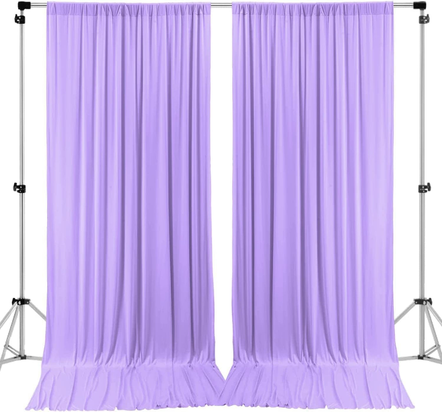 Polyester Backdrop Drapes Curtains 2 Panels with Rod Pockets - Wedding Ceremony Party Home Window Decorations - Lavender