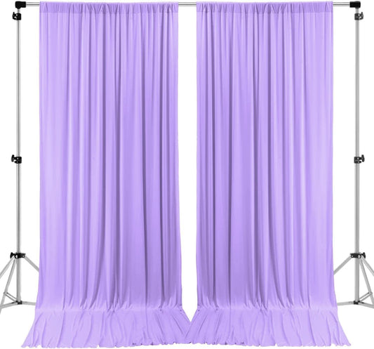 Polyester Backdrop Drapes Curtains 2 Panels with Rod Pockets - Wedding Ceremony Party Home Window Decorations - Lavender