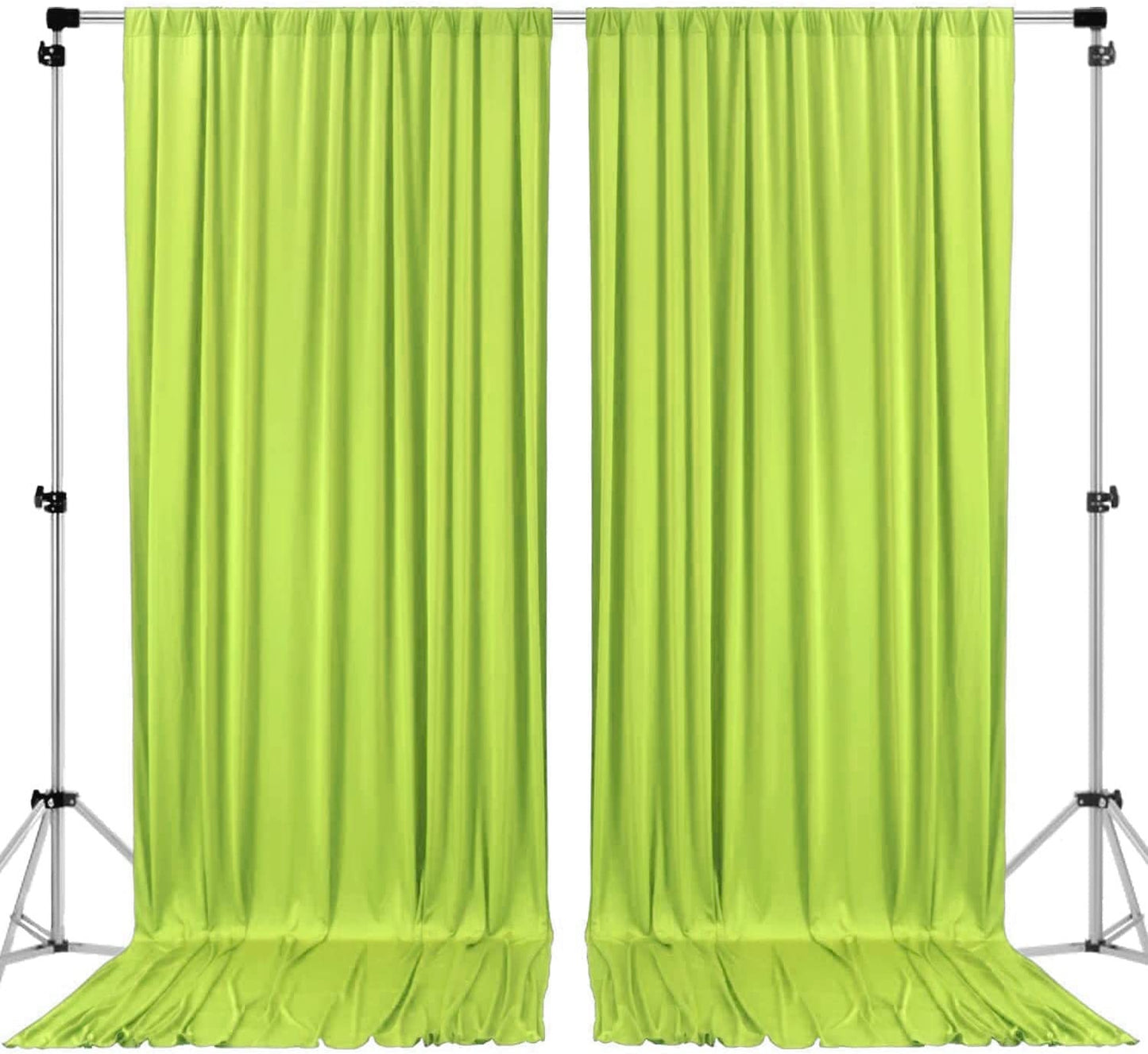 Polyester Backdrop Drapes Curtains 2 Panels with Rod Pockets - Wedding Ceremony Party Home Window Decorations - Lime