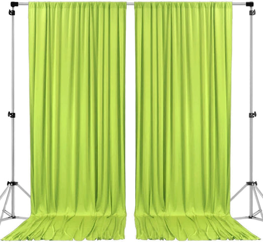 Polyester Backdrop Drapes Curtains 2 Panels with Rod Pockets - Wedding Ceremony Party Home Window Decorations - Lime