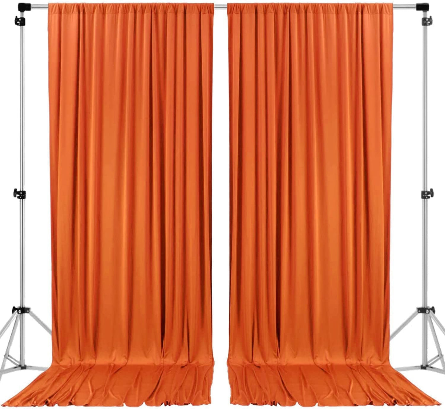 Polyester Backdrop Drapes Curtains 2 Panels with Rod Pockets - Wedding Ceremony Party Home Window Decorations - Orange