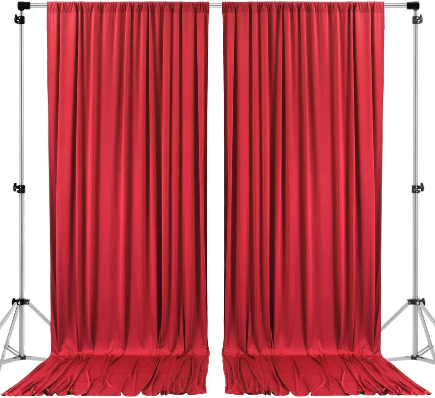 Polyester Backdrop Drapes Curtains 2 Panels with Rod Pockets - Wedding Ceremony Party Home Window Decorations - Red