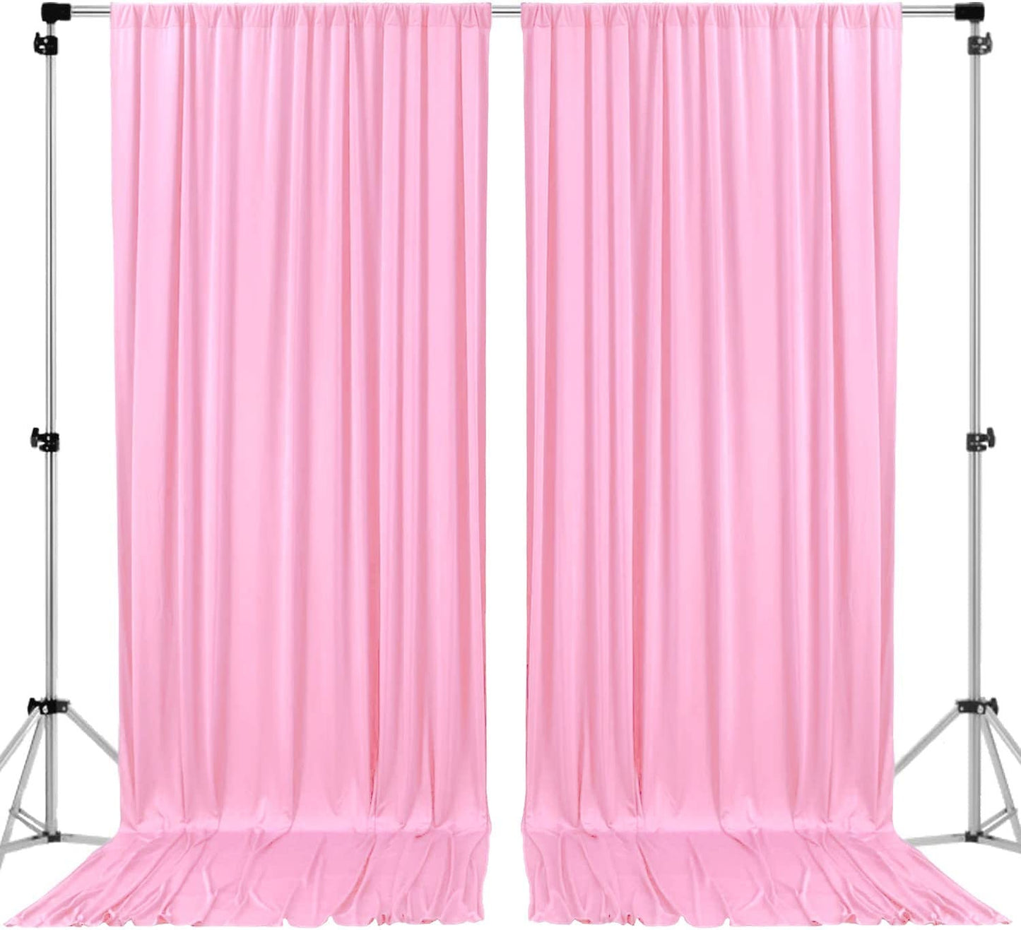 Polyester Backdrop Drapes Curtains 2 Panels with Rod Pockets - Wedding Ceremony Party Home Window Decorations - Pink