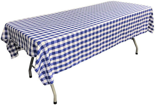 Gingham Checkered Rectangular Tablecloth (White & Royal Blue