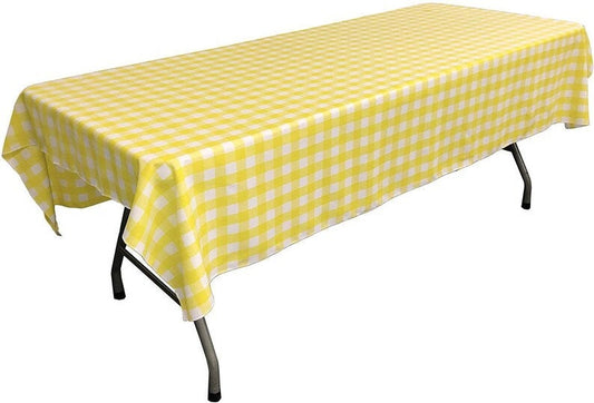 Gingham Checkered Rectangular Tablecloth (White & Light Yellow