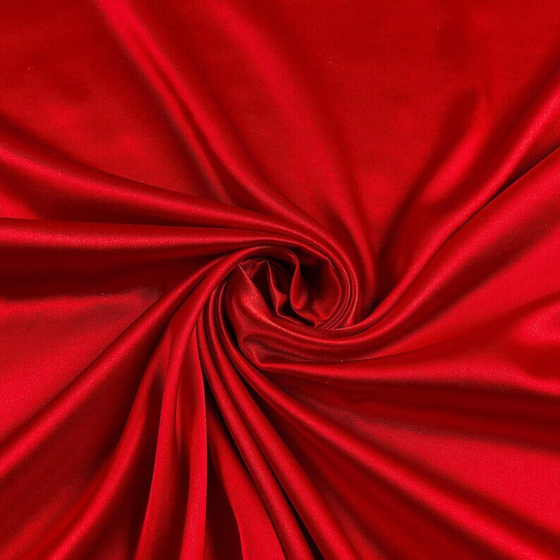 Charmeuse Bridal Solid Satin Fabric for Wedding Dress Fashion Crafts Costumes Decorations Silky Satin 58” Sold By Yard Red