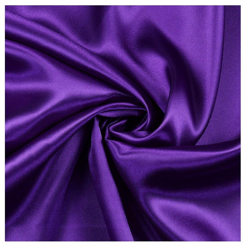 Charmeuse Bridal Solid Satin Fabric for Wedding Dress Fashion Crafts Costumes Decorations Silky Satin 58” Sold By Yard Purple