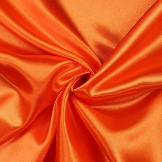 Charmeuse Bridal Solid Satin Fabric for Wedding Dress Fashion Crafts Costumes Decorations Silky Satin 58” Sold By Yard Orange