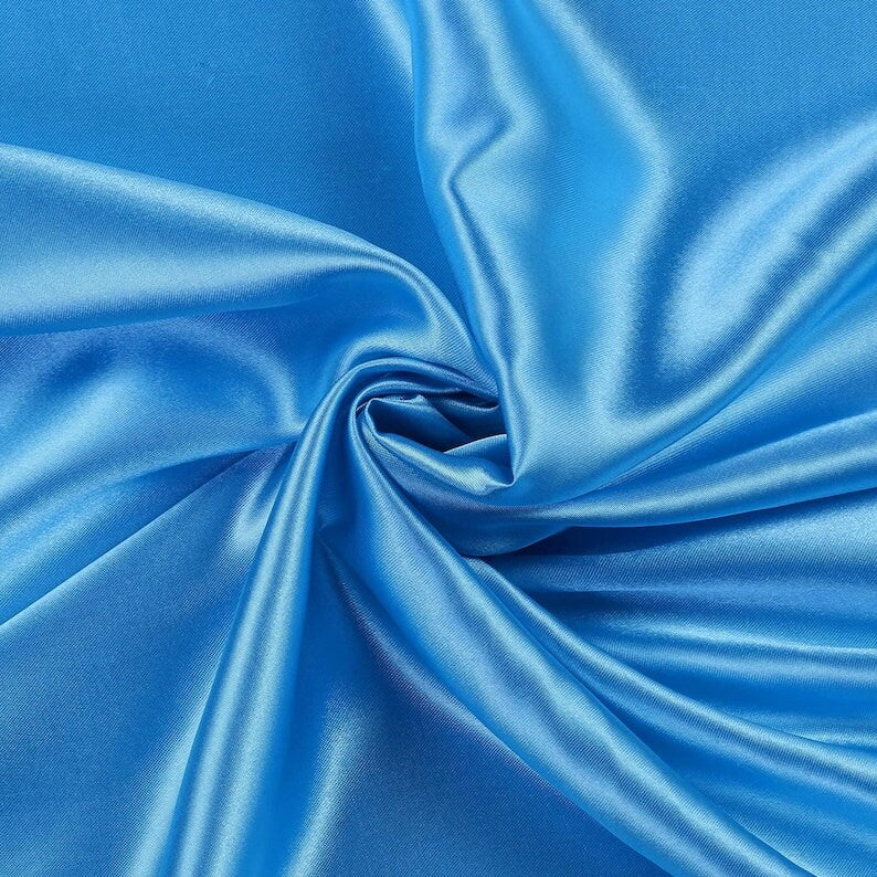 Charmeuse Bridal Solid Satin Fabric for Wedding Dress Fashion Crafts Costumes Decorations Silky Satin 58” Sold By Yard Turquoise