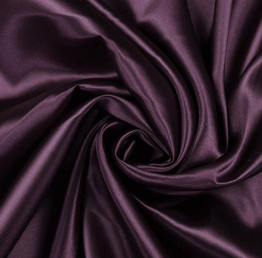 Charmeuse Bridal Solid Satin Fabric for Wedding Dress Fashion Crafts Costumes Decorations Silky Satin 58” Sold By Yard Eggplant