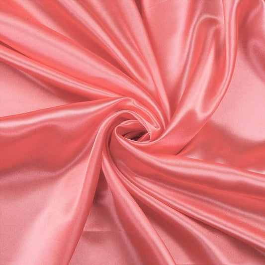 Charmeuse Bridal Solid Satin Fabric for Wedding Dress Fashion Crafts Costumes Decorations Silky Satin 58” Sold By Yard Coral