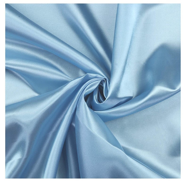 Charmeuse Bridal Solid Satin Fabric for Wedding Dress Fashion Crafts Costumes Decorations Silky Satin 58” Sold By Yard Light Blue