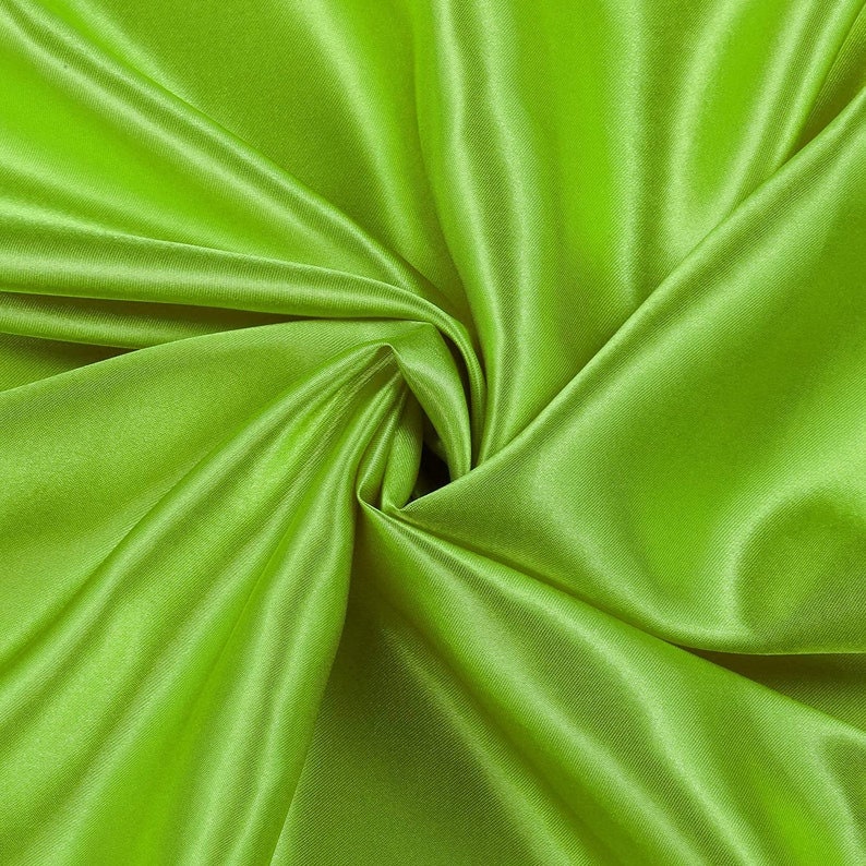 Charmeuse Bridal Solid Satin Fabric for Wedding Dress Fashion Crafts Costumes Decorations Silky Satin 58” Sold By Yard Lime