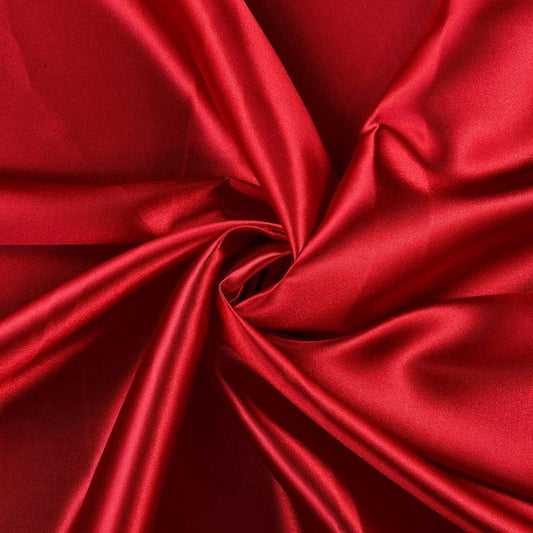 Charmeuse Bridal Solid Satin Fabric for Wedding Dress Fashion Crafts Costumes Decorations Silky Satin 58” Sold By Yard Apple Red