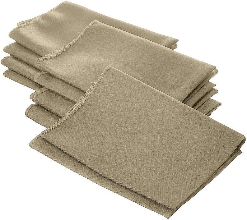 Polyester Poplin Napkin 18 by 18-Inch, Taupe - 12 Pack