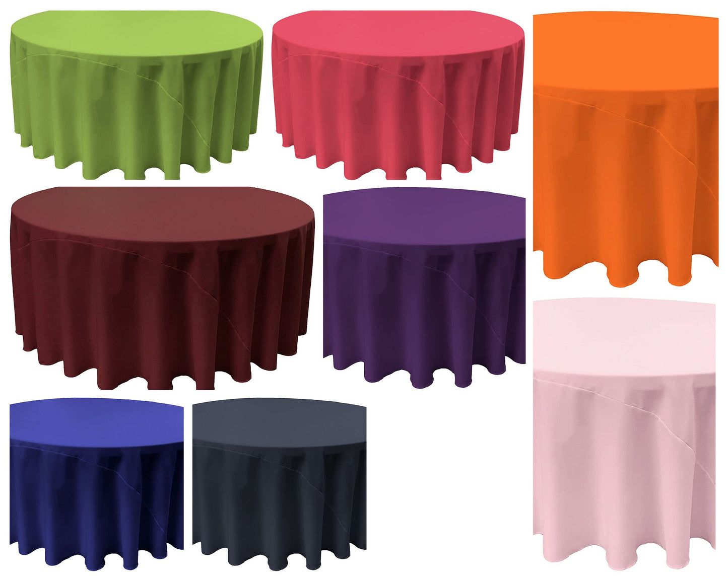 120" Inch Seamless Round Polyester Cloth Fabric Linen Tablecloth - Wedding Reception Restaurant Banquet Party - Machine Washable