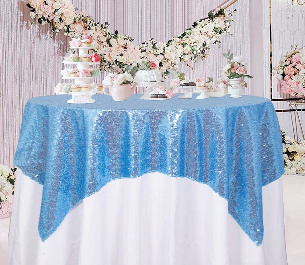 Sequin Tablecloth Square 50" x 50" -Inch Table Cloths for Round Table Changed Sequin Fabric Tablecloth Overlay Glitter Tablecloth Linen