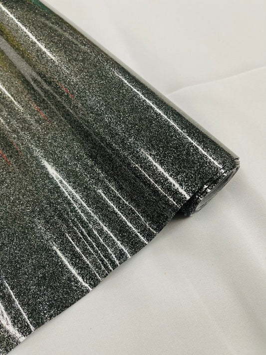 Shiny Sparkle Glitter Vinyl, Faux Leather PVC-Upholstery Craft Fabric Sold by The Yard. Charcoal