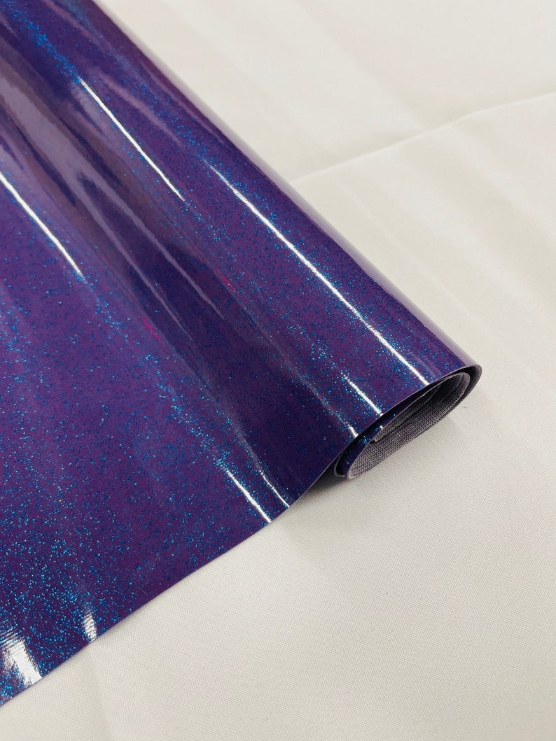 Shiny Sparkle Glitter Vinyl, Faux Leather PVC-Upholstery Craft Fabric Sold by The Yard. Purple