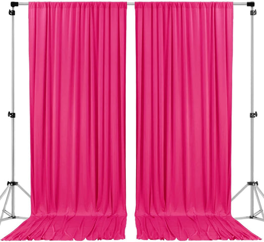 Polyester Backdrop Drapes Curtains 2 Panels with Rod Pockets - Wedding Ceremony Party Home Window Decorations - Fuchsia