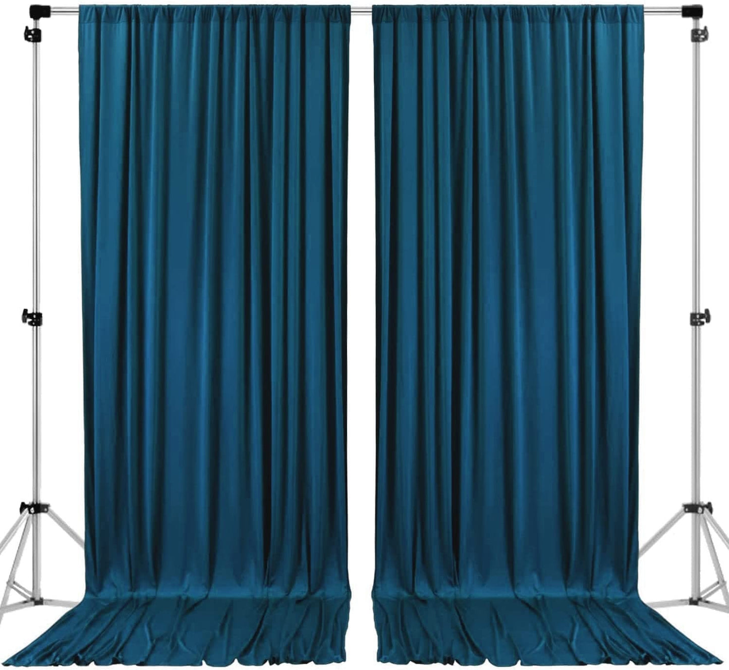 Polyester Backdrop Drapes Curtains 2 Panels with Rod Pockets - Wedding Ceremony Party Home Window Decorations - Dk Teal