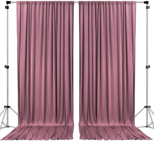 Polyester Backdrop Drapes Curtains 2 Panels with Rod Pockets - Wedding Ceremony Party Home Window Decorations - Dusty Rose