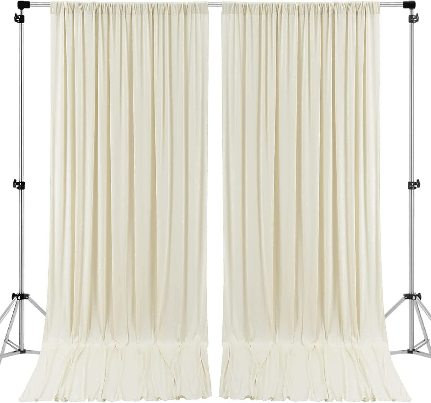 Polyester Backdrop Drapes Curtains 2 Panels with Rod Pockets - Wedding Ceremony Party Home Window Decorations - Ivory