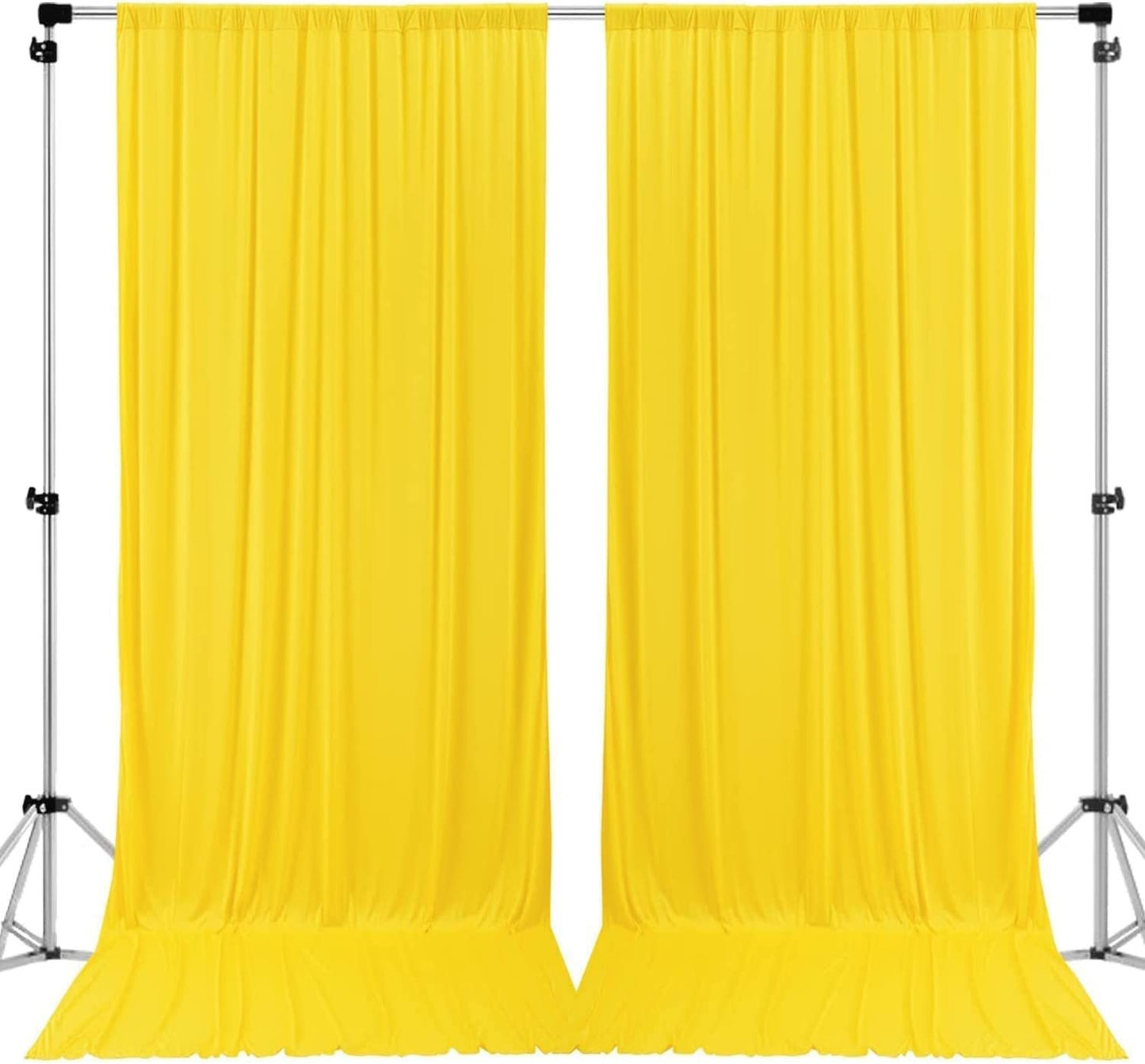 Polyester Backdrop Drapes Curtains 2 Panels with Rod Pockets - Wedding Ceremony Party Home Window Decorations - Lt Yellow