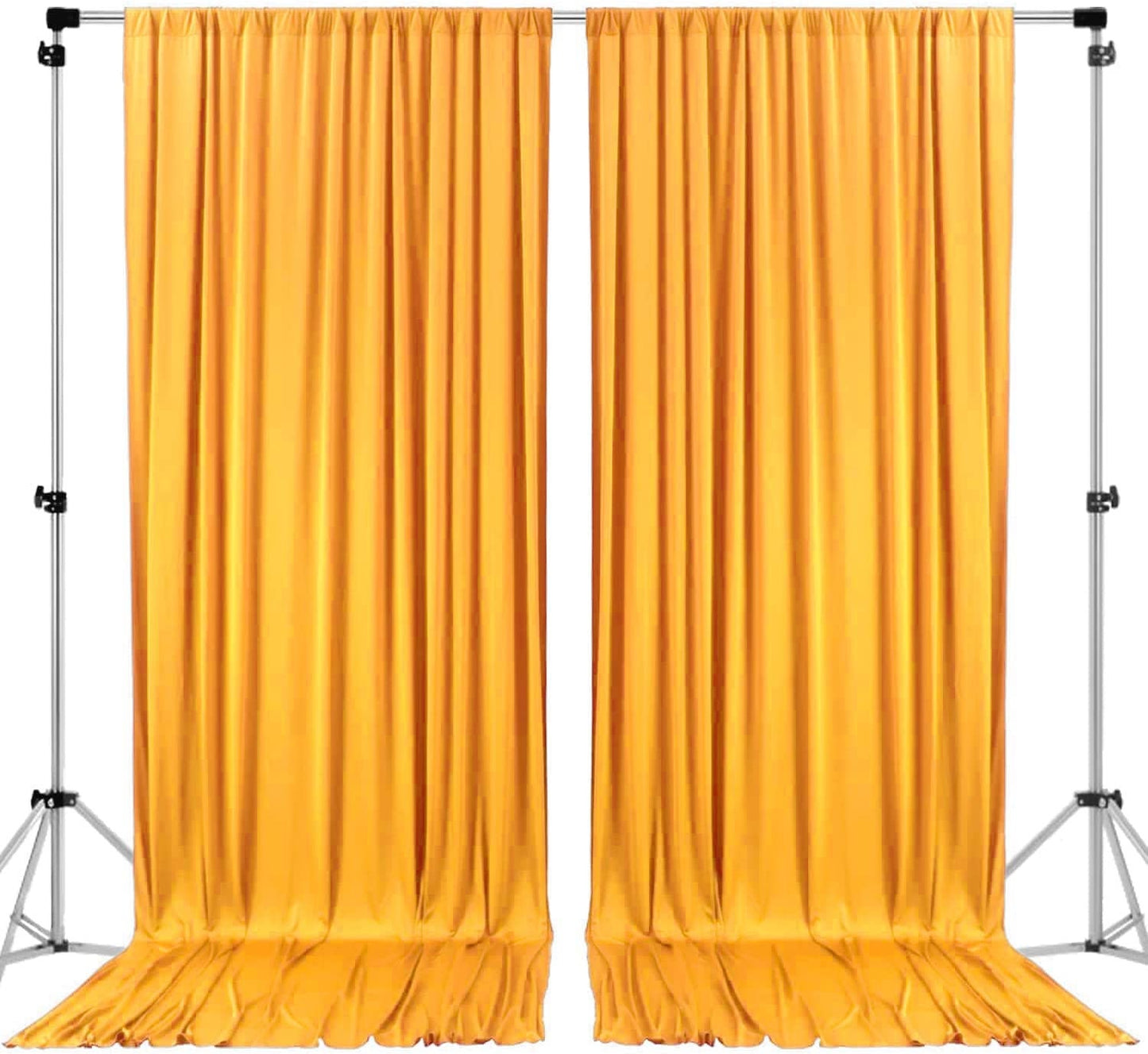 Polyester Backdrop Drapes Curtains 2 Panels with Rod Pockets - Wedding Ceremony Party Home Window Decorations - Dk Yellow