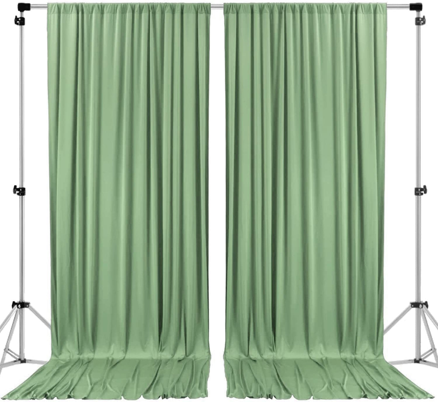 Polyester Backdrop Drapes Curtains 2 Panels with Rod Pockets - Wedding Ceremony Party Home Window Decorations - Sage