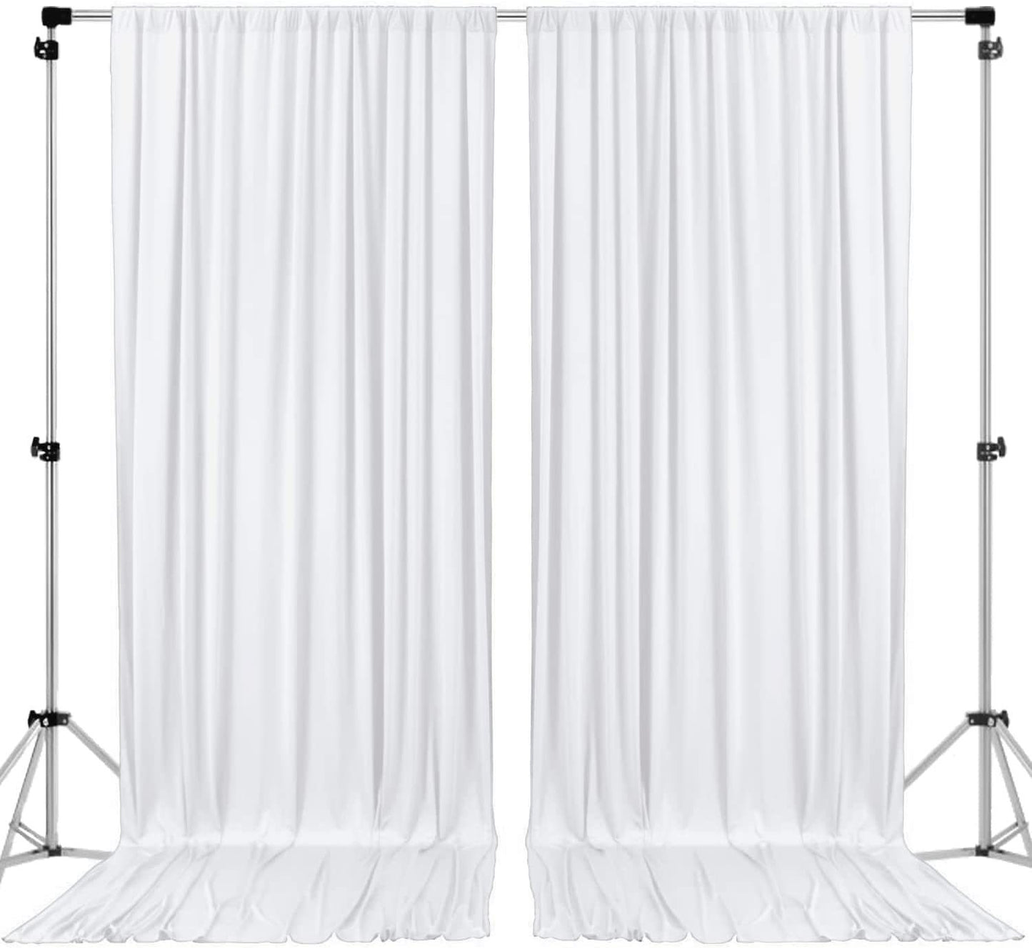 Polyester Backdrop Drapes Curtains 2 Panels with Rod Pockets - Wedding Ceremony Party Home Window Decorations - White