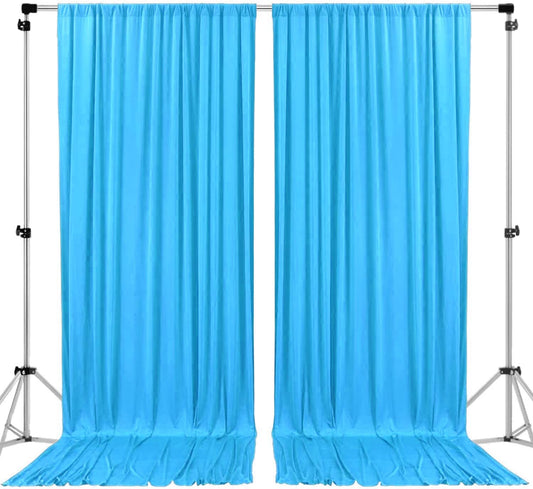 Polyester Backdrop Drapes Curtains 2 Panels with Rod Pockets - Wedding Ceremony Party Home Window Decorations - Turquoise