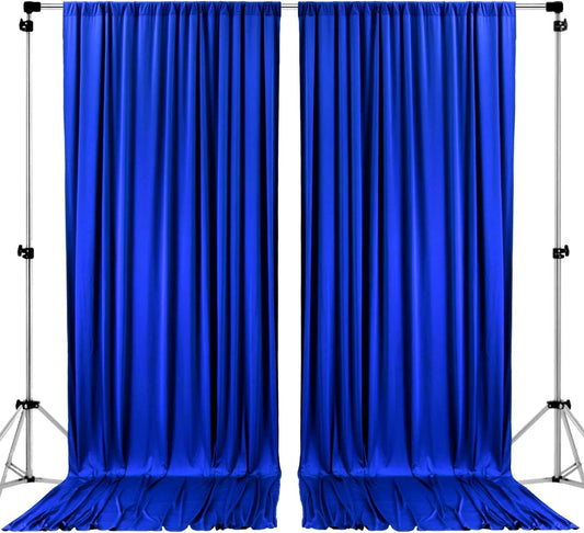 Polyester Backdrop Drapes Curtains 2 Panels with Rod Pockets - Wedding Ceremony Party Home Window Decorations - Royal Blue