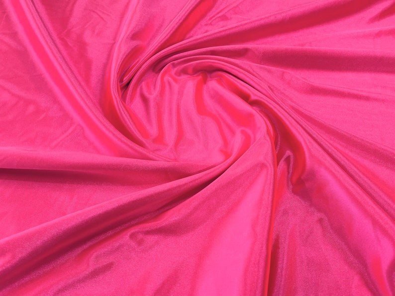 Shiny Polyester Spandex Fabric Stretch 58" Wide Sold by The Yard. Neon Hot Pink