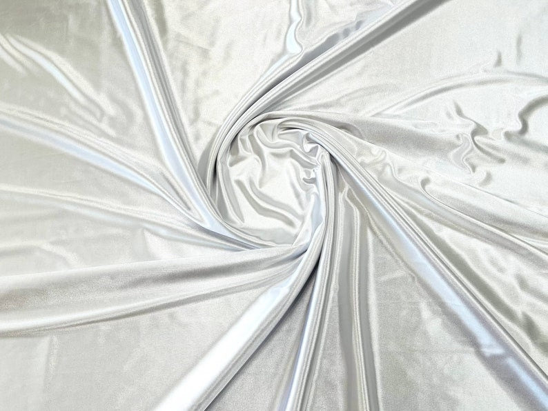 Shiny Polyester Spandex Fabric Stretch 58" Wide Sold by The Yard. White