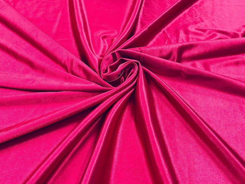 Shiny Polyester Spandex Fabric Stretch 58" Wide Sold by The Yard. Fuchsia