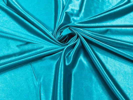 Shiny Polyester Spandex Fabric Stretch 58" Wide Sold by The Yard. Turquoise