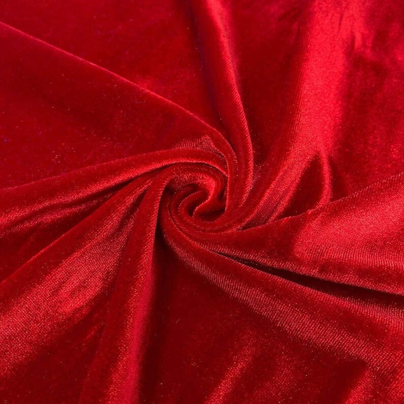 Stretch Velvet Fabric for Sewing Apparel Costumes Craft, Sold By The Yard. Red