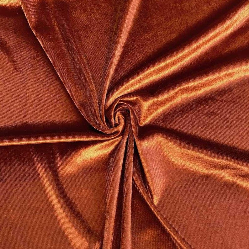 Stretch Velvet Fabric for Sewing Apparel Costumes Craft, Sold By The Yard. Rust