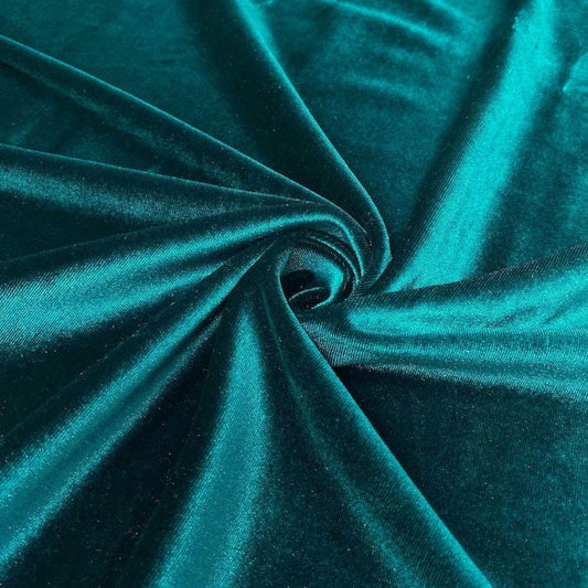 Stretch Velvet Fabric for Sewing Apparel Costumes Craft, Sold By The Yard.  Teal Green