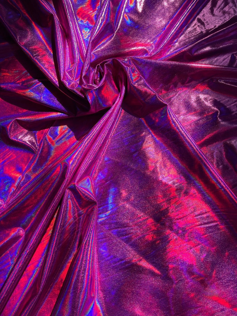 4-Way Stretch Solid Holographic Spandex Fabric - Fuchsia