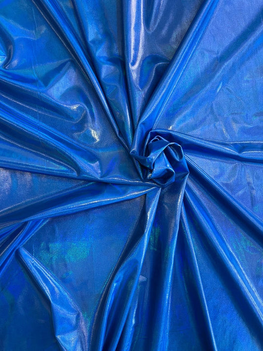 4-Way Stretch Solid Holographic Spandex Fabric - Royal Blue