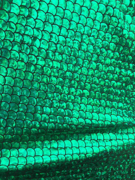 Brilliant Green Mermaid Scales 3/4" inch, 60" Inch Fabric, Sold By The Yard