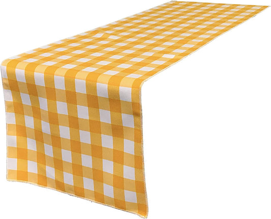 Checkered, Plaid Table Runner Dark Yellow/White