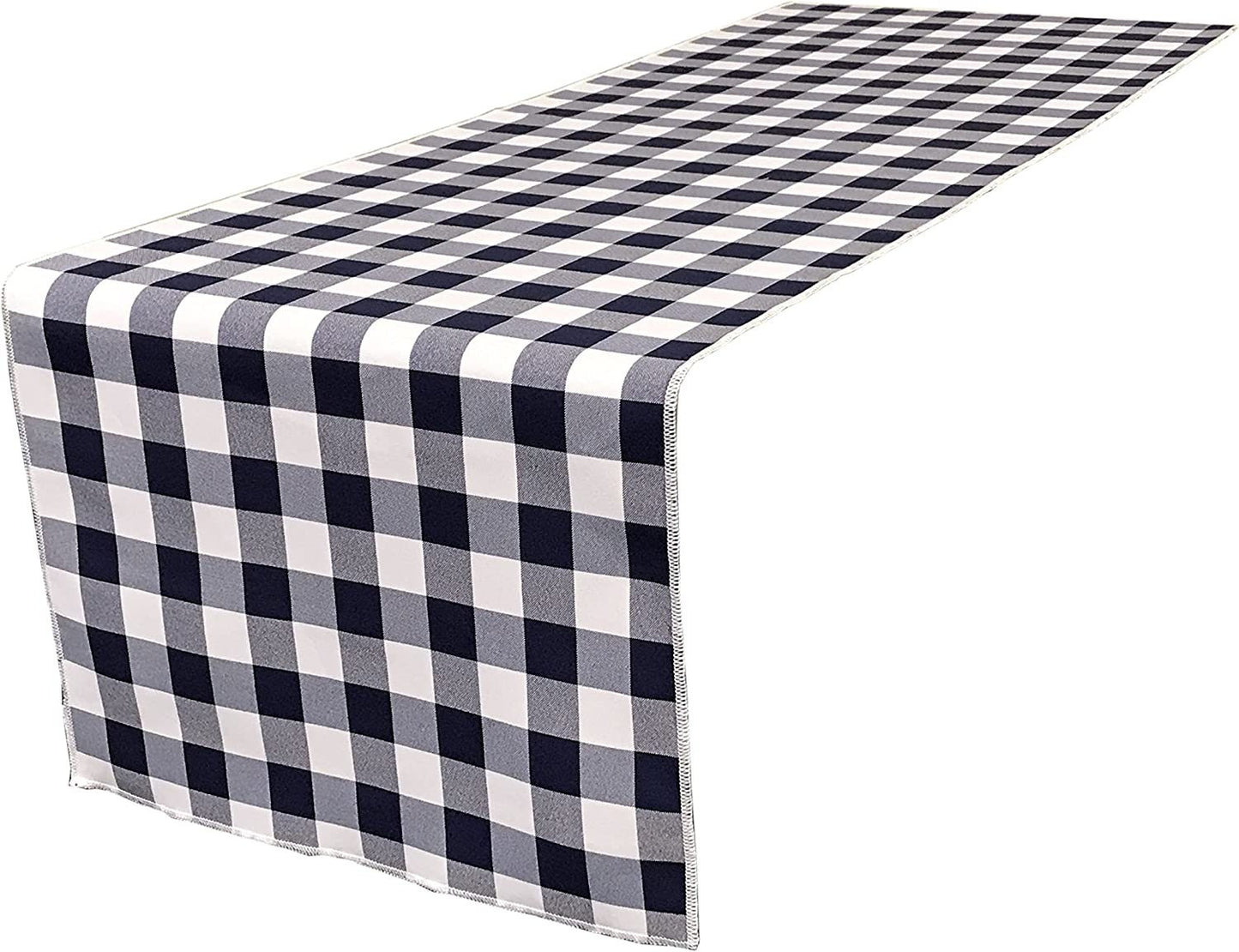 Checkered, Plaid Table Runner Navy/White Checkered Gingham