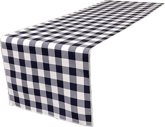 Checkered, Plaid Table Runner Navy/White Checkered Gingham