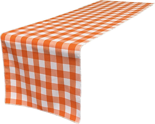 Checkered, Plaid Table Runner Orange/White Checkered Gingham