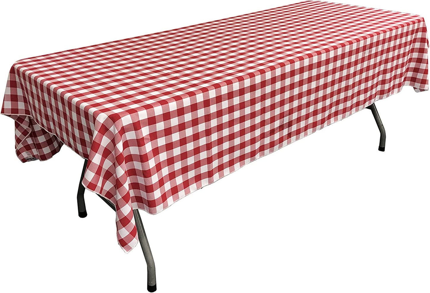 Gingham Checkered Rectangular Tablecloth (White & Red