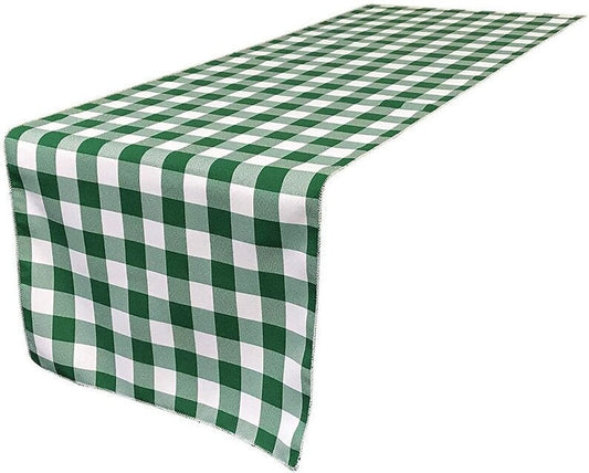 Checkered, Plaid Table Runner (White & Hunter Green,